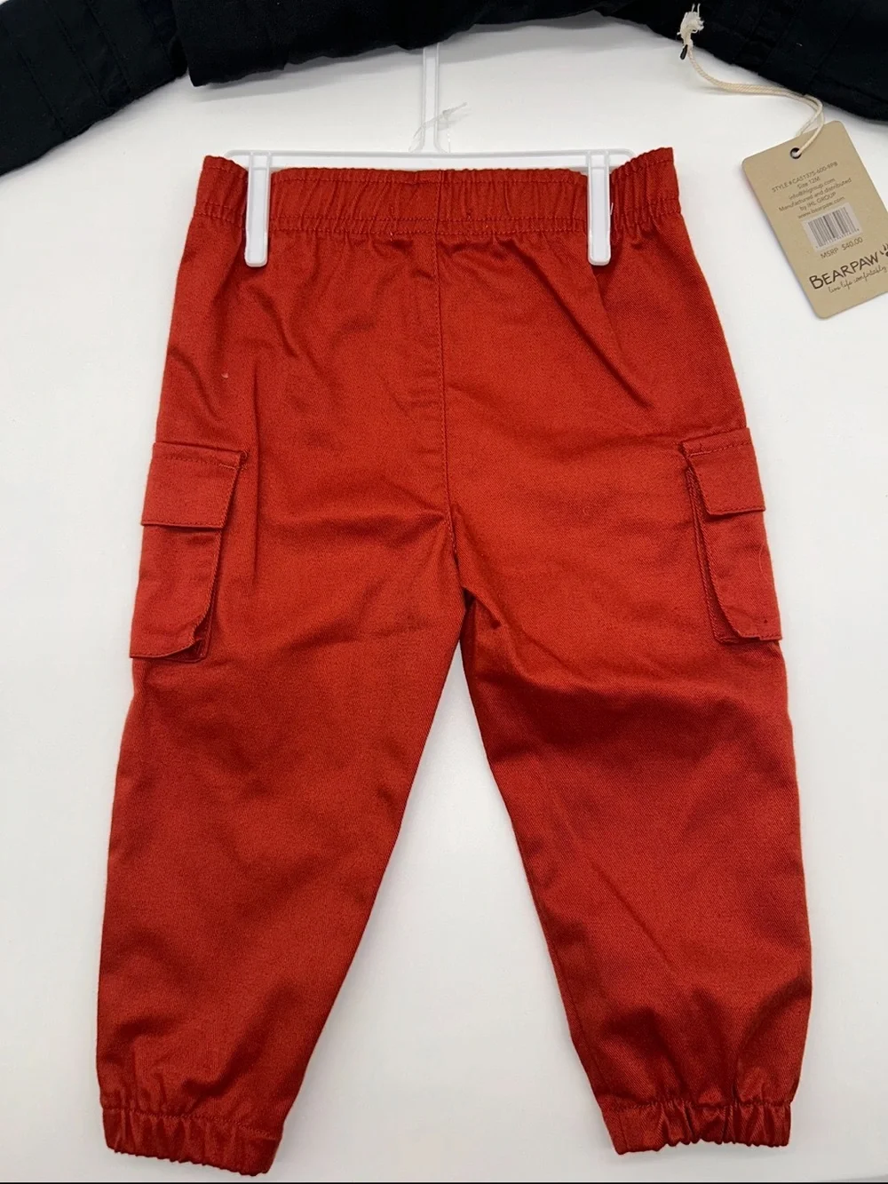 BearPaw Boys 12M Black Hoodie with Red Cargo Jogger Set